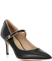 Lauren Ralph Lauren Lanette Leather Metallic Trim Mary Jane Pumps