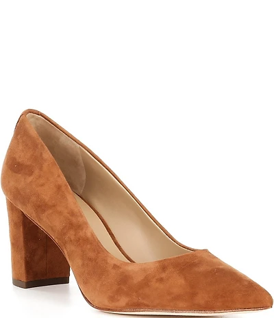 Lauren Ralph Lauren Lanette Suede Pointed Toe Block Heel Pumps