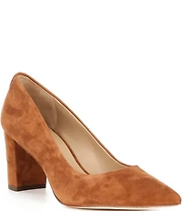 Lauren Ralph Lauren Lanette Suede Pointed Toe Block Heel Pumps