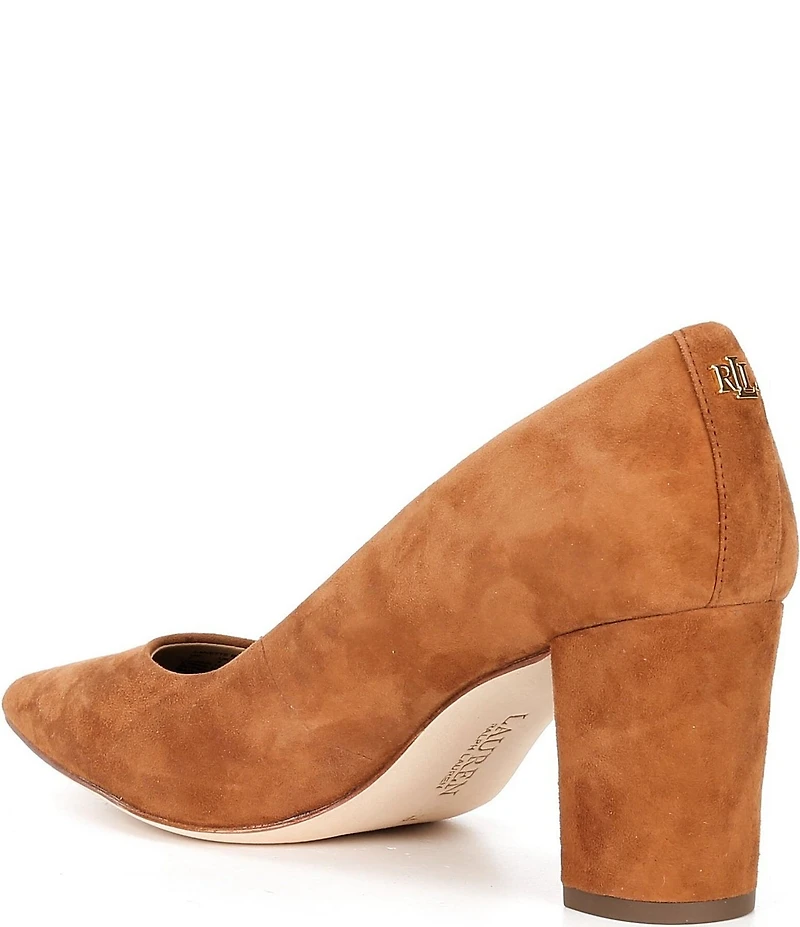 Lauren Ralph Lauren Lanette Suede Pointed Toe Block Heel Pumps
