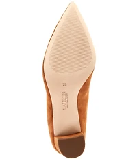 Lauren Ralph Lauren Lanette Suede Pointed Toe Block Heel Pumps