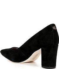 Lauren Ralph Lauren Lanette Suede Pointed Toe Block Heel Pumps