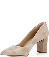 Lauren Ralph Lauren Lanette Suede Pointed Toe Block Heel Pumps