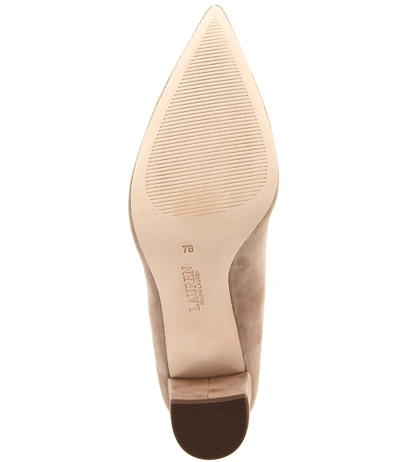 Lauren Ralph Lauren Lanette Suede Pointed Toe Block Heel Pumps