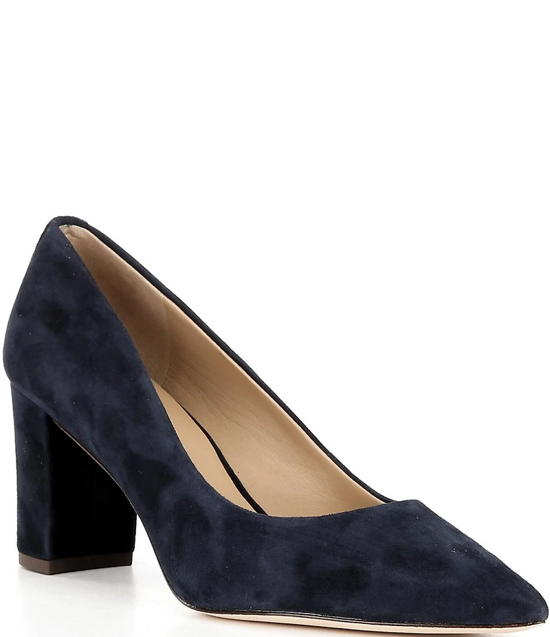 Lauren Ralph Lauren Lanette Suede Pointed Toe Block Heel Pumps