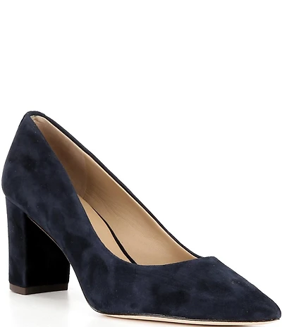Lauren Ralph Lauren Lanette Suede Pointed Toe Block Heel Pumps