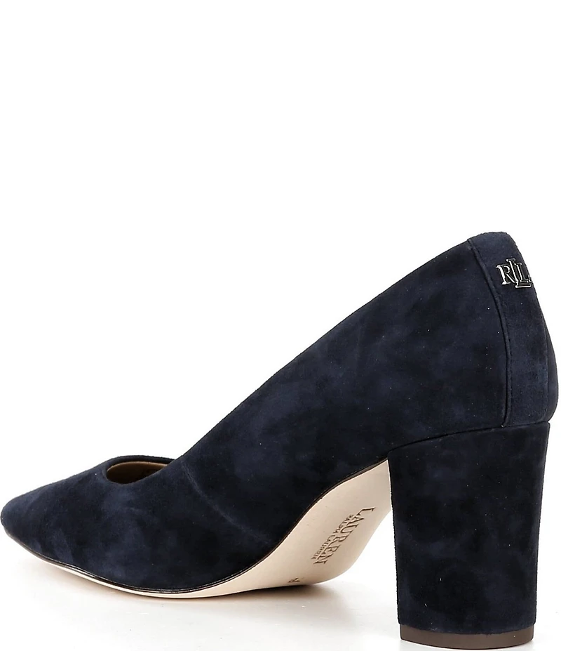 Lauren Ralph Lauren Lanette Suede Pointed Toe Block Heel Pumps
