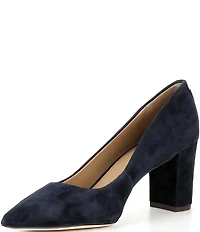 Lauren Ralph Lauren Lanette Suede Pointed Toe Block Heel Pumps
