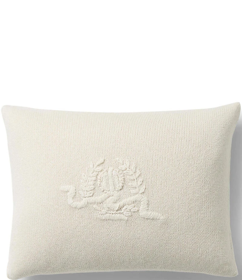 Lauren Ralph Lauren Lara Crest Embroidered Knit Throw Pillow