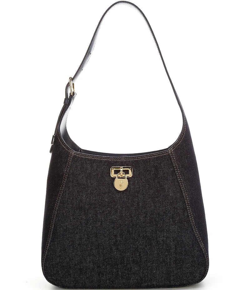 Lauren Ralph Lauren Tanner Large Denim Padlock Shoulder Bag