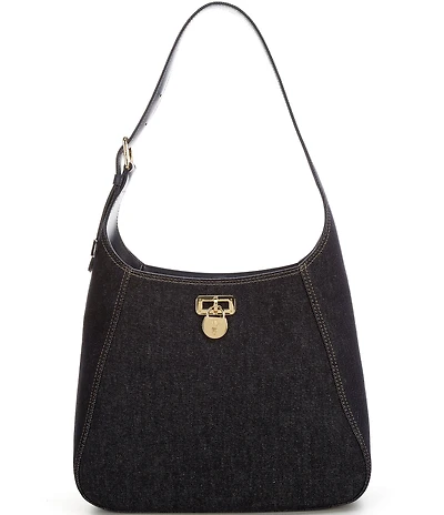 Lauren Ralph Lauren Tanner Large Denim Padlock Shoulder Bag
