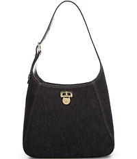 Lauren Ralph Lauren Tanner Large Denim Padlock Shoulder Bag