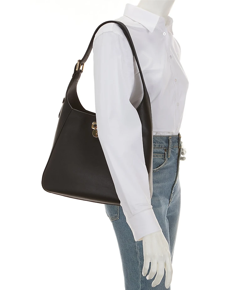 Lauren Ralph Lauren Tanner Large Leather Padlock Shoulder Bag