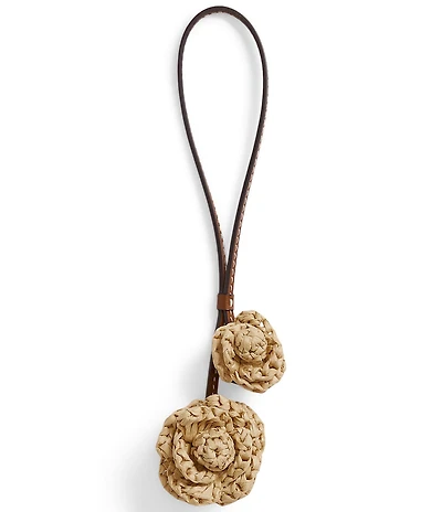 Lauren Ralph Lauren Leather & Crocheted Straw Flower Bag Charm