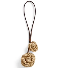 Lauren Ralph Lauren Leather & Crocheted Straw Flower Bag Charm