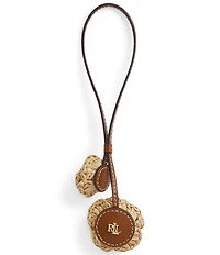 Lauren Ralph Lauren Leather & Crocheted Straw Flower Bag Charm