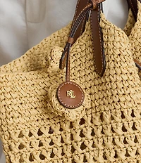 Lauren Ralph Lauren Leather & Crocheted Straw Flower Bag Charm