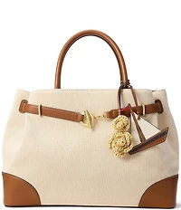 Lauren Ralph Lauren Leather & Crocheted Straw Flower Bag Charm