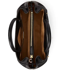 Lauren Ralph Lauren Blake Large Leather Belted Satchel Bag