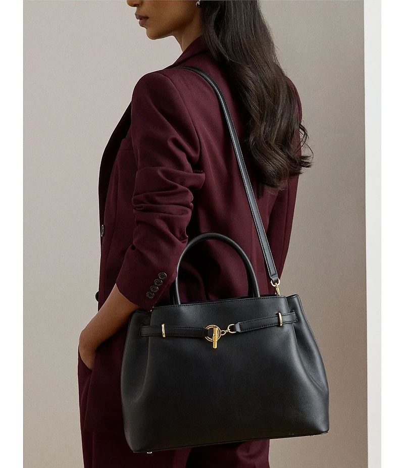 Lauren Ralph Lauren Blake Large Leather Belted Satchel Bag