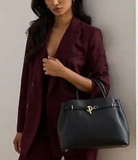 Lauren Ralph Lauren Blake Large Leather Belted Satchel Bag