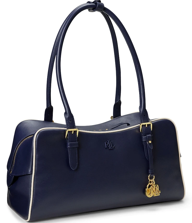 Lauren Ralph Lauren Marcy Large Contrast Trim Satchel Bag