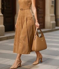 Lauren Ralph Lauren Tanner Large Leather Padlock Shoulder Bag