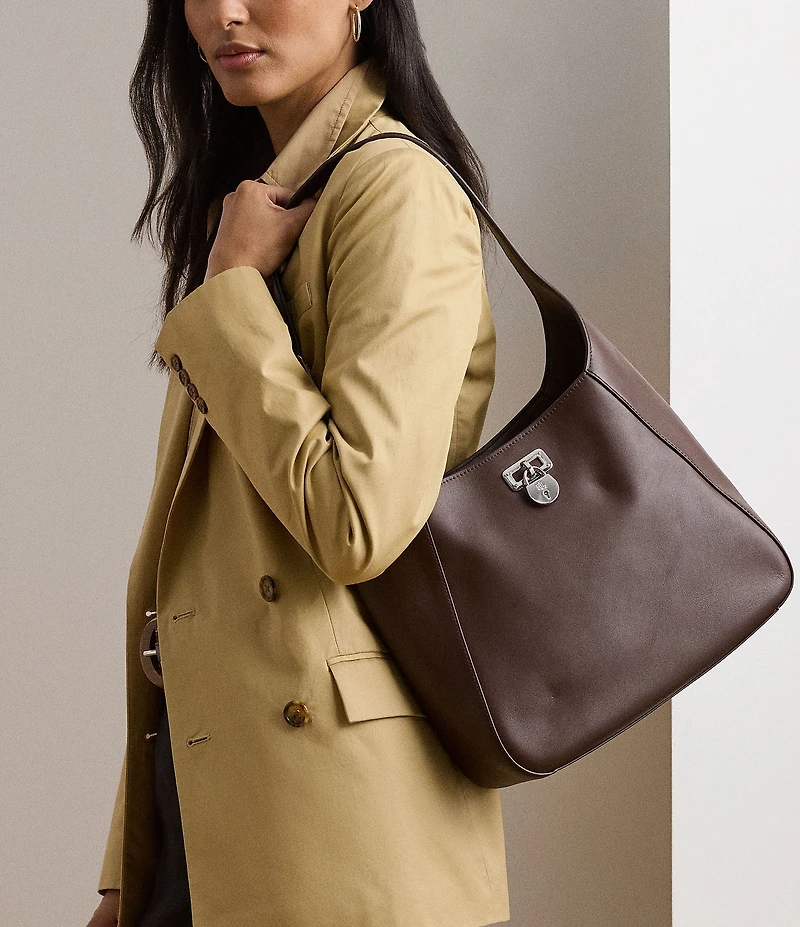Lauren Ralph Lauren Tanner Large Leather Padlock Shoulder Bag