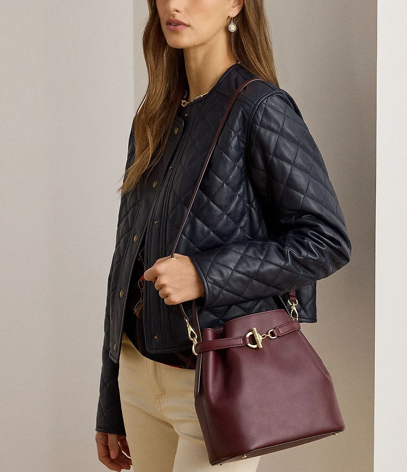 Lauren Ralph Lauren Blake Medium Belted Leather Bucket Bag