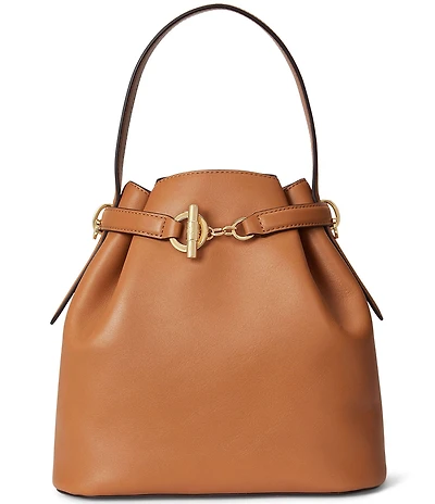 Lauren Ralph Lauren Blaike Medium Belted Handle Leather Bucket Bag