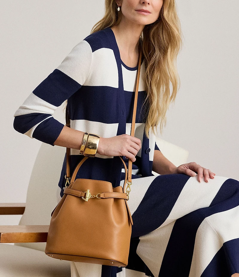 Lauren Ralph Lauren Blake Medium Belted Leather Bucket Bag
