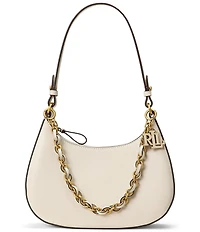 Lauren Ralph Lauren Leather Medium Marcy Zip Chain Shoulder Bag