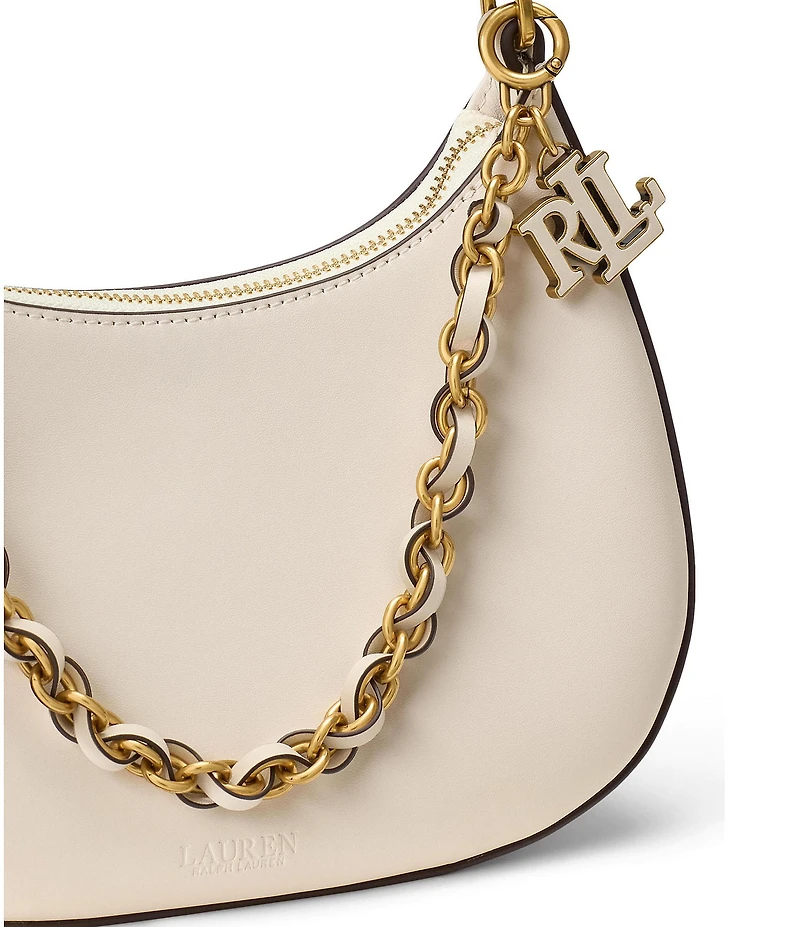 Lauren Ralph Lauren Leather Medium Marcy Zip Chain Shoulder Bag