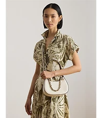 Lauren Ralph Lauren Leather Medium Marcy Zip Chain Shoulder Bag