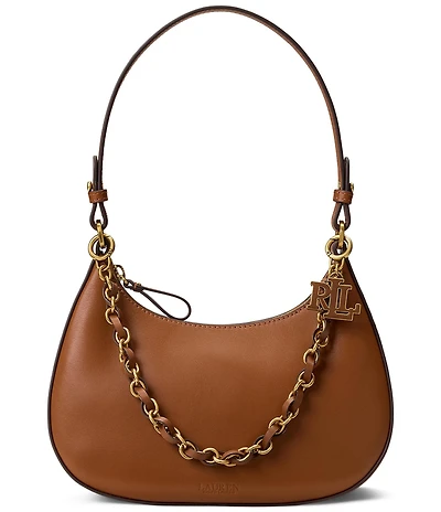 Lauren Ralph Lauren Leather Medium Marcy Zip Chain Shoulder Bag