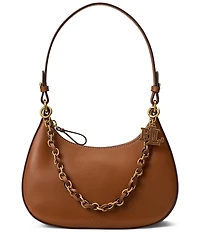 Lauren Ralph Lauren Leather Medium Marcy Zip Chain Shoulder Bag