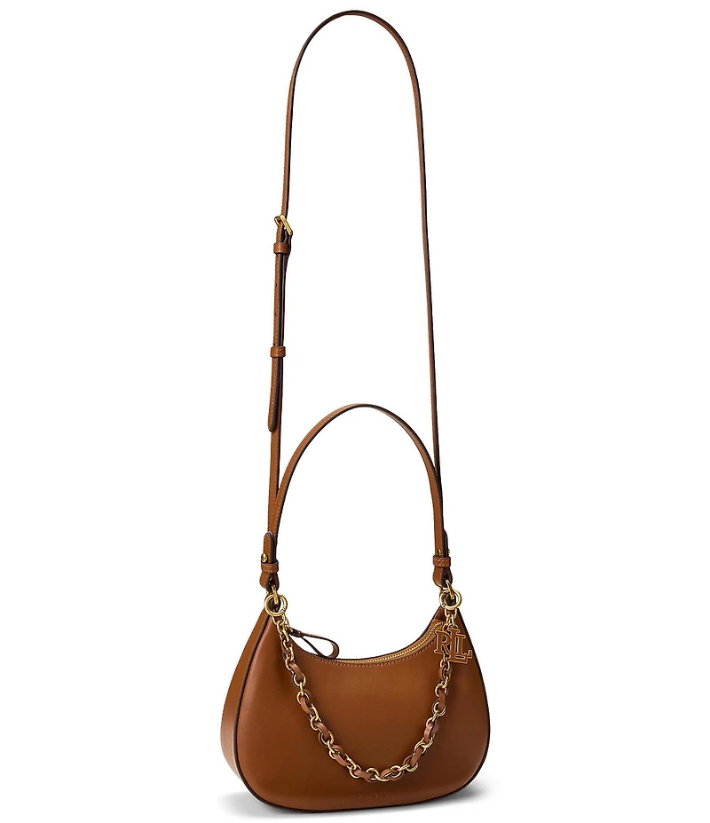 Lauren Ralph Lauren Leather Medium Marcy Zip Chain Shoulder Bag