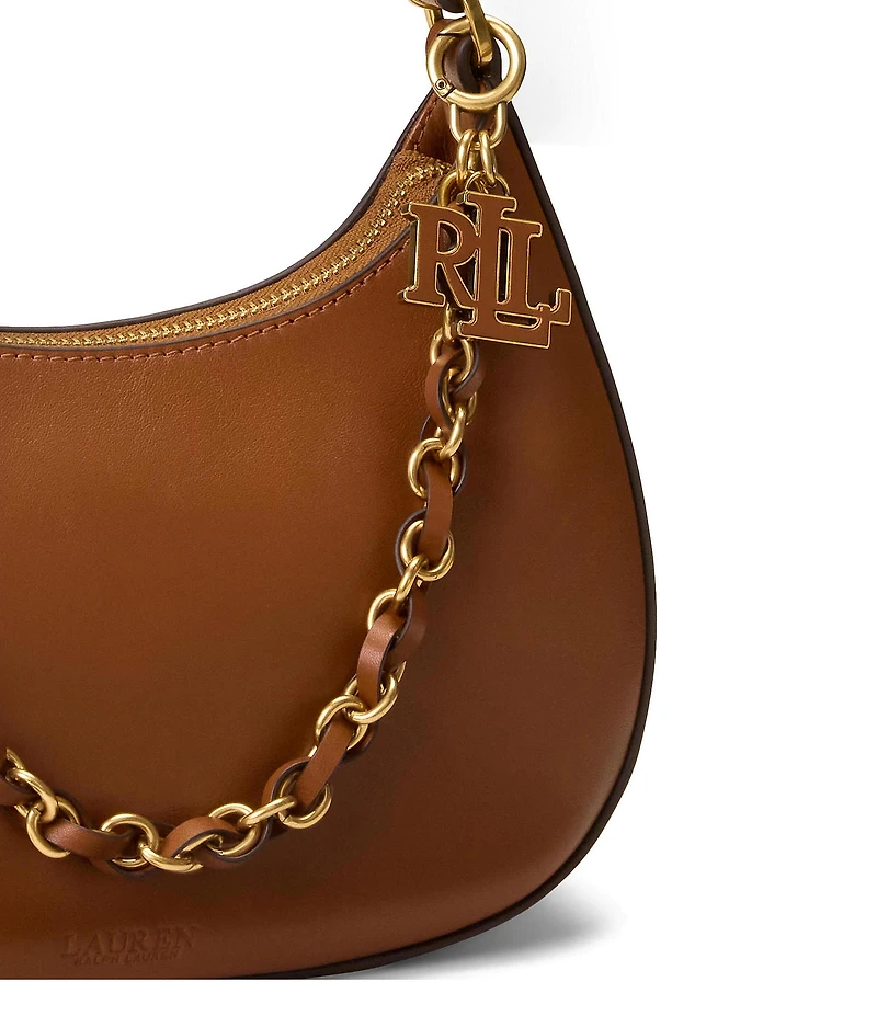 Lauren Ralph Lauren Leather Medium Marcy Zip Chain Shoulder Bag