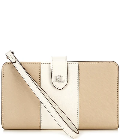 Lauren Ralph Lauren Tech Two-Tone Leather Wristlet