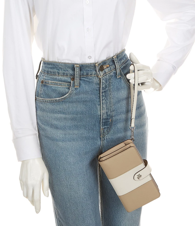 Lauren Ralph Lauren Tech Two-Tone Leather Wristlet