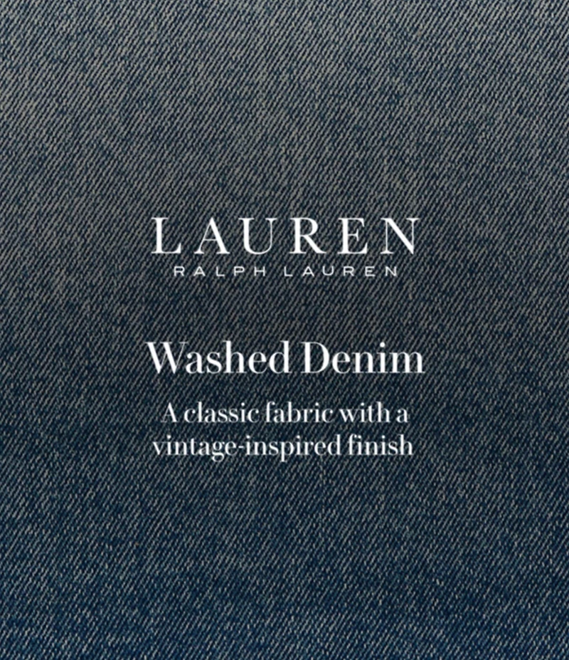 Lauren Ralph Lauren Devyn Denim Leather Trim Large Tote Bag