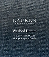 Lauren Ralph Lauren Devyn Denim Leather Trim Large Tote Bag