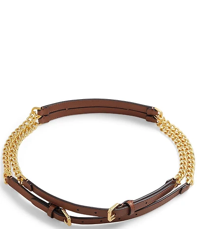 Lauren Ralph Lauren Leather-Trim Stacked Chain Belt