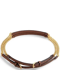 Lauren Ralph Lauren Leather-Trim Stacked Chain Belt