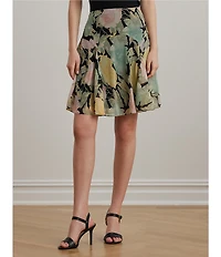Lauren Ralph Lauren Lightweight Crinkle Georgette Embroidered Floral A-Line Skirt
