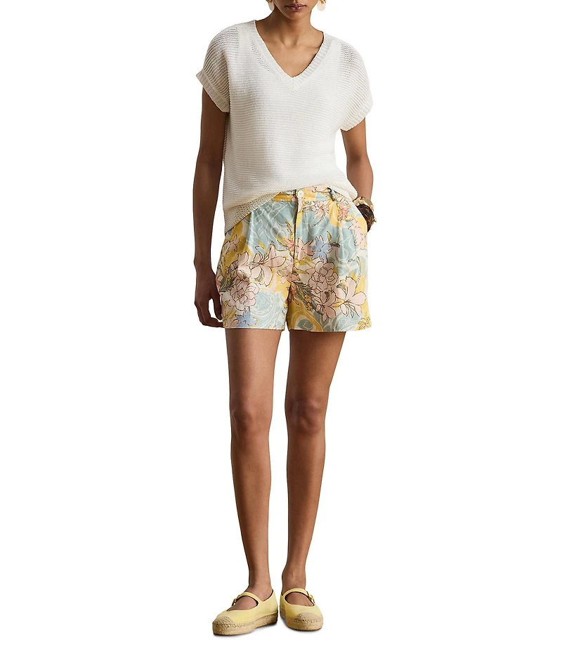 Lauren Ralph Lauren Linen-Blend V-Neck Short Dolman Sleeve Sweater