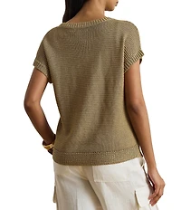 Lauren Ralph Lauren Linen-Blend Ribbed V-Neck Short Dolman Sleeve Sweater