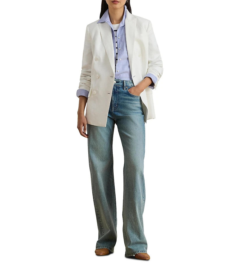 Lauren Ralph Lauren Linen Blend Twill Double Breasted Blazer