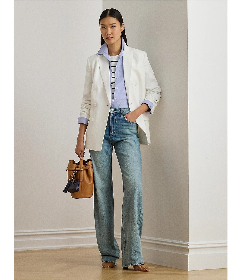 Lauren Ralph Lauren Linen Blend Twill Double Breasted Blazer