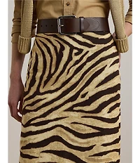 Lauren Ralph Lauren Linen Cotton Blend Zebra Print Pencil Skirt